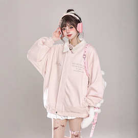 美式麂皮绒棒球服外套女生春秋2025新款韩系甜妹穿搭休闲宽松夹克