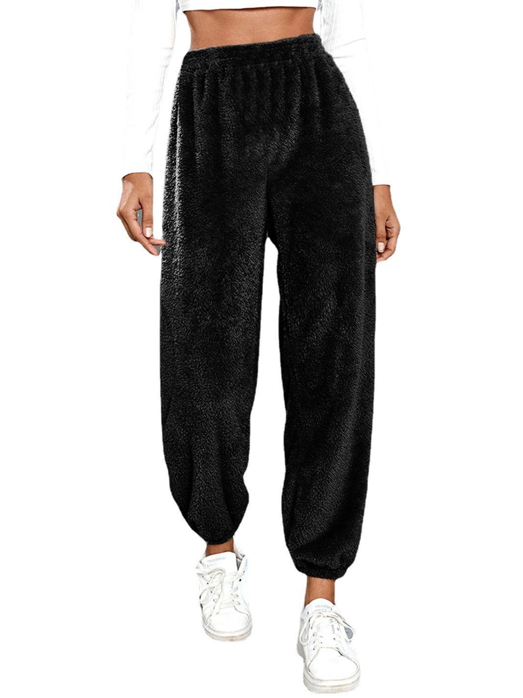 2023 Ropa de mujer transfronteriza europea y americana Amazon AliExpress casual versátil color sólido pantalones largos de mujer pantalones deportivos de lana temperamento image 8