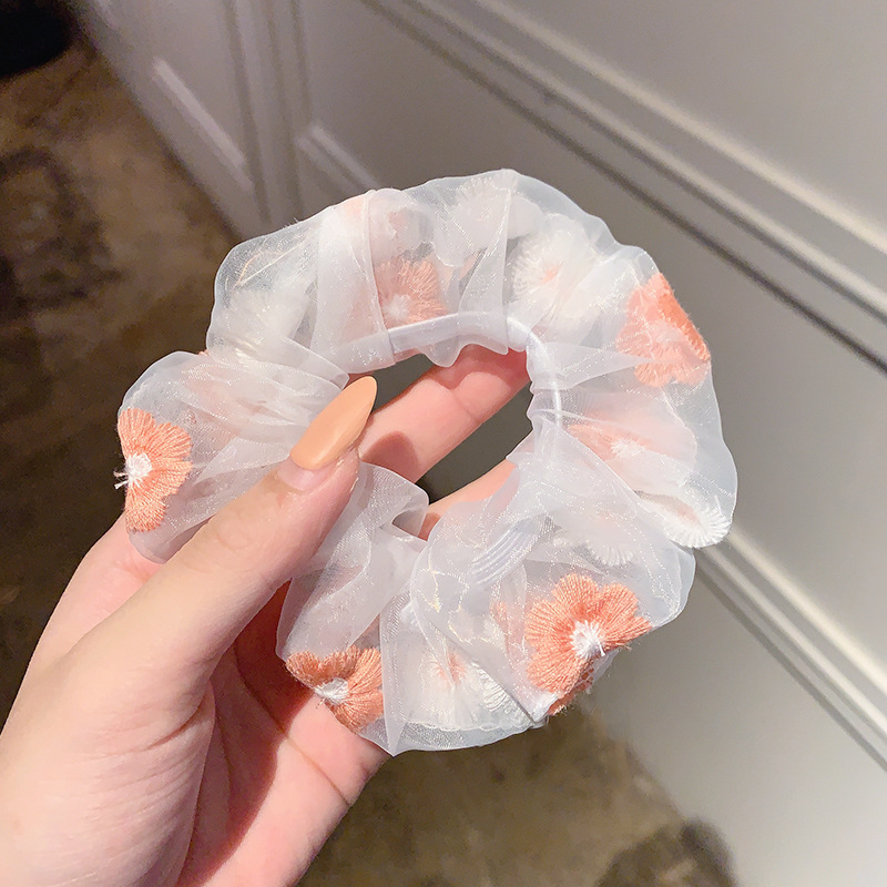 Ballet estilo encaje intestino grueso lazo para el cabello de alto valor con cola de caballo cuerda para el cabello flor para la cabeza niña de verano bola cabeza cuerda para el cabello accesorios para el cabello