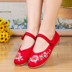 Old Beijing Patterned Fabric Shoes 2022 New Casual Mother Shoes with Calfskin Sole Ancient Style Hanfu Embroidered Shoes Wholesale Women's Shoes