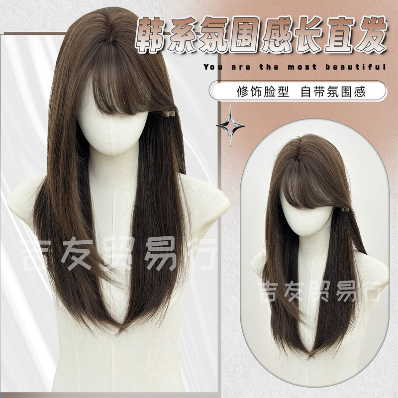 Jiyu Trading Co. Daily Natural Fluffy Lolita Cold Brown Goddess High-Quality Long Straight Wig Jiyu Trading Co. Daily Natural Fluffy Lolita Cold Brown Goddess High-Quality Long Straight Wig