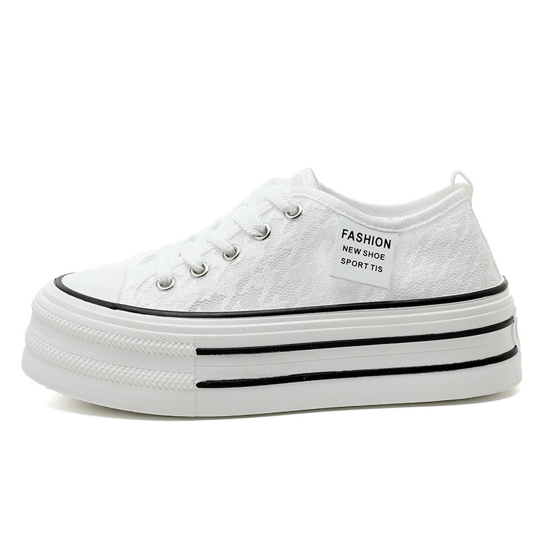 Kt291 Weiße Sneaker mit dicker Sohle – Neue Sommerschuhe aus atmungsaktivem Mesh für kleine Frauen (Größenvergrößerung)_voghion.com