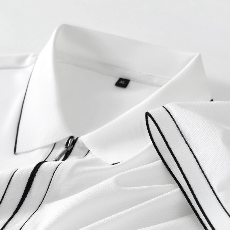 啄木鸟夏季中青年男士罗纹领半拉链翻领短袖衣休闲健康亲肤POLO衫