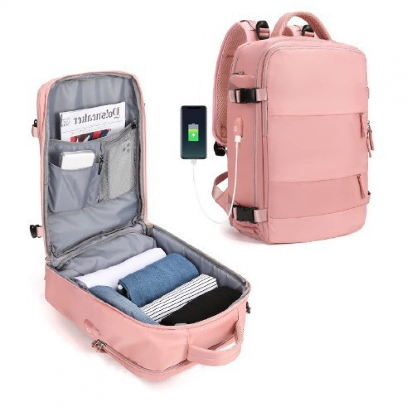 Amazon pequeña bolsa de viaje impermeable mochila mochila equipaje USB bolsa de viaje conjunto de lavado de moda