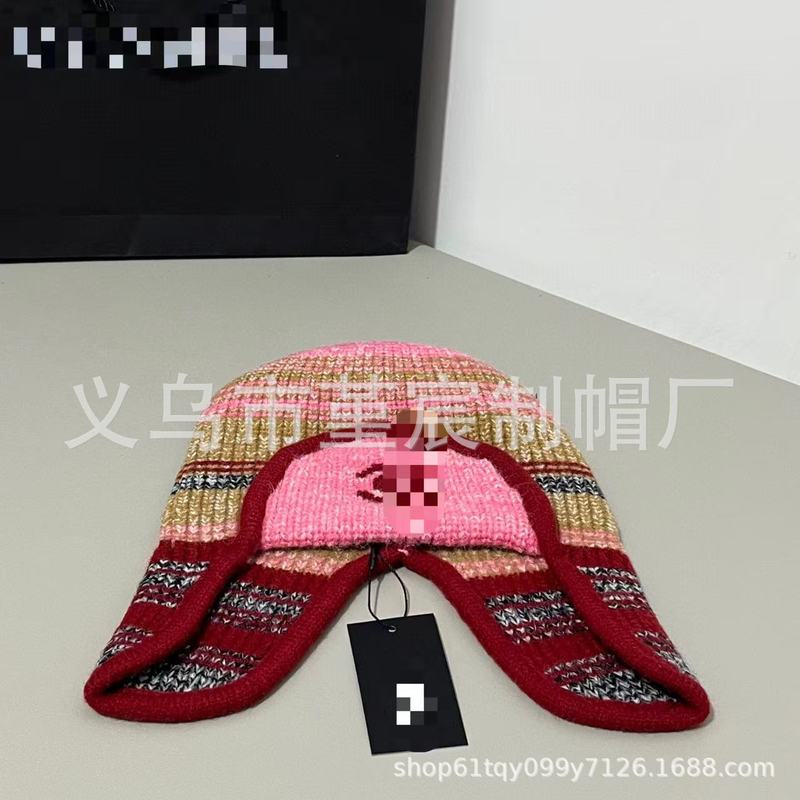 秋冬新款小香风雷锋帽女欧美跨境时尚保暖护耳滑雪帽毛线帽针织帽|undefined