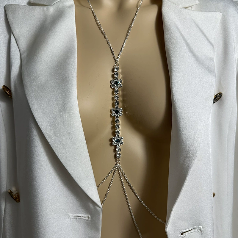 Цветочные стразы нагрудная цепь Чистый ветер ожерелье женский летняя горячая девушка тело цепь все тело сексуальная бикини трехмерная цепь