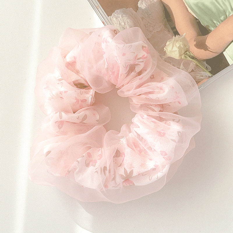 Flower double -layer gauze pink