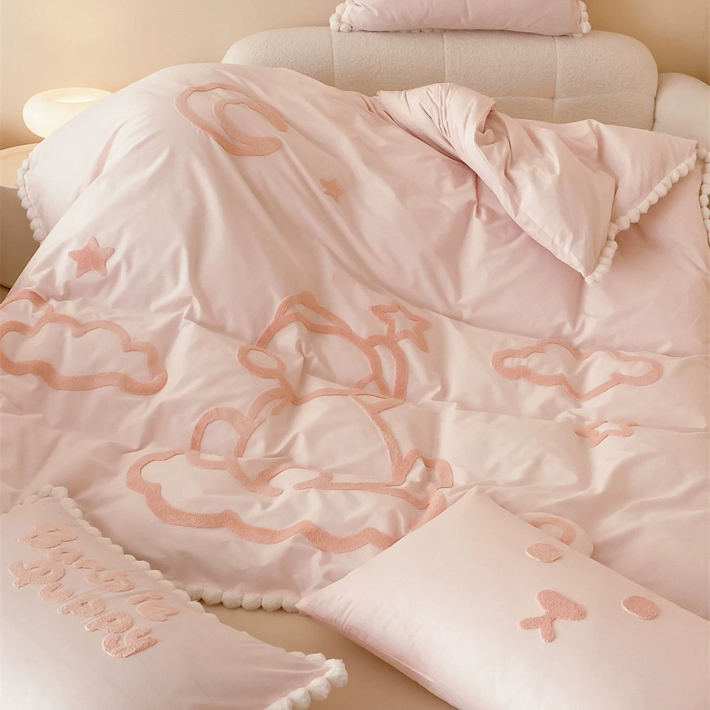 Cotton sheet, cute set, patch, duvet cover, 4 piece set, bedding