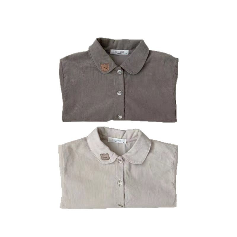 Estilo coreano ins infantil ropa de los niños simple estilo occidental oso solapa camisa bebé otoño superior