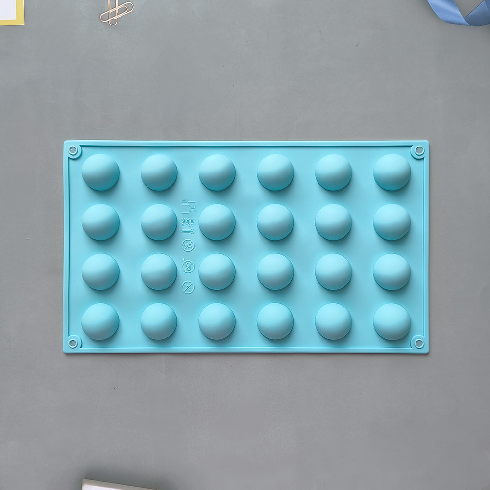 24 agujeros semicircular molde de pastel de silicona 3D esférico chocolate molde de dulces herramientas de horneado molde de hielo 437