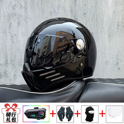 Motosiklet kaskı (dəbilqə) Suitable for All Seasons, with - bright-black-black-tea-mirror-transparent-mirror-delivered-y10-soft-wheat-m