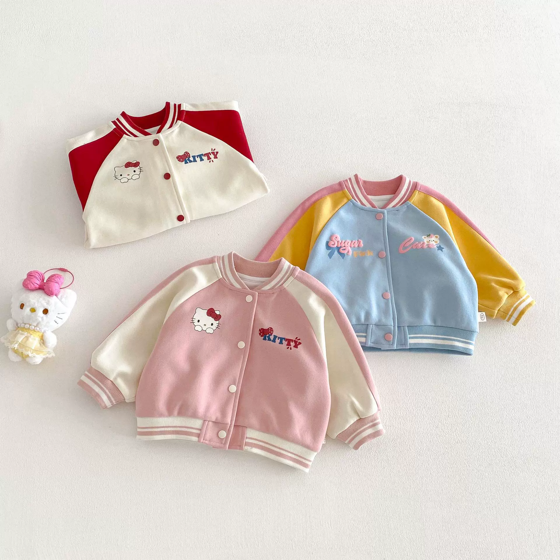 女童时尚棒球服2026新款春季宝宝洋气韩版拼色卡通外套儿童春装潮
