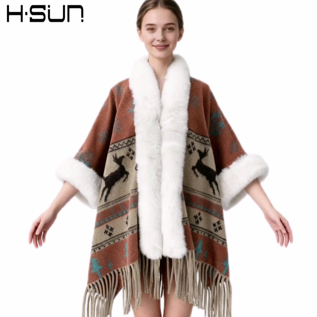 Nuevo punto de alta sensación capa de chal retrógrado elegante estilo nacional lana chal cálido estilo nacional universal