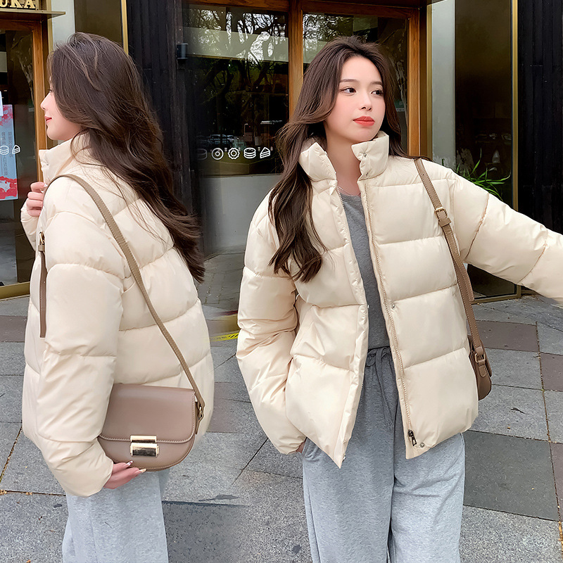 Women's Down Coat Winter Cotton Jacket Standing Collar Loose Fit_voghion.com