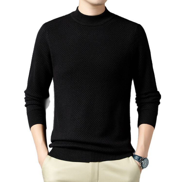 Suéter para hombre Suéter de base juvenil de invierno Suéter de manga larga de cuello medio alto cálido Suéter de todo fósforo nuevo para hombre