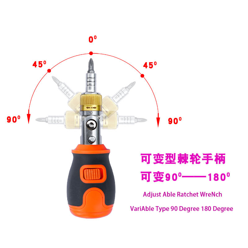 8-en-1 portátil multi-función S2 lote cabeza bidireccional trinquete destornillador reparación traje