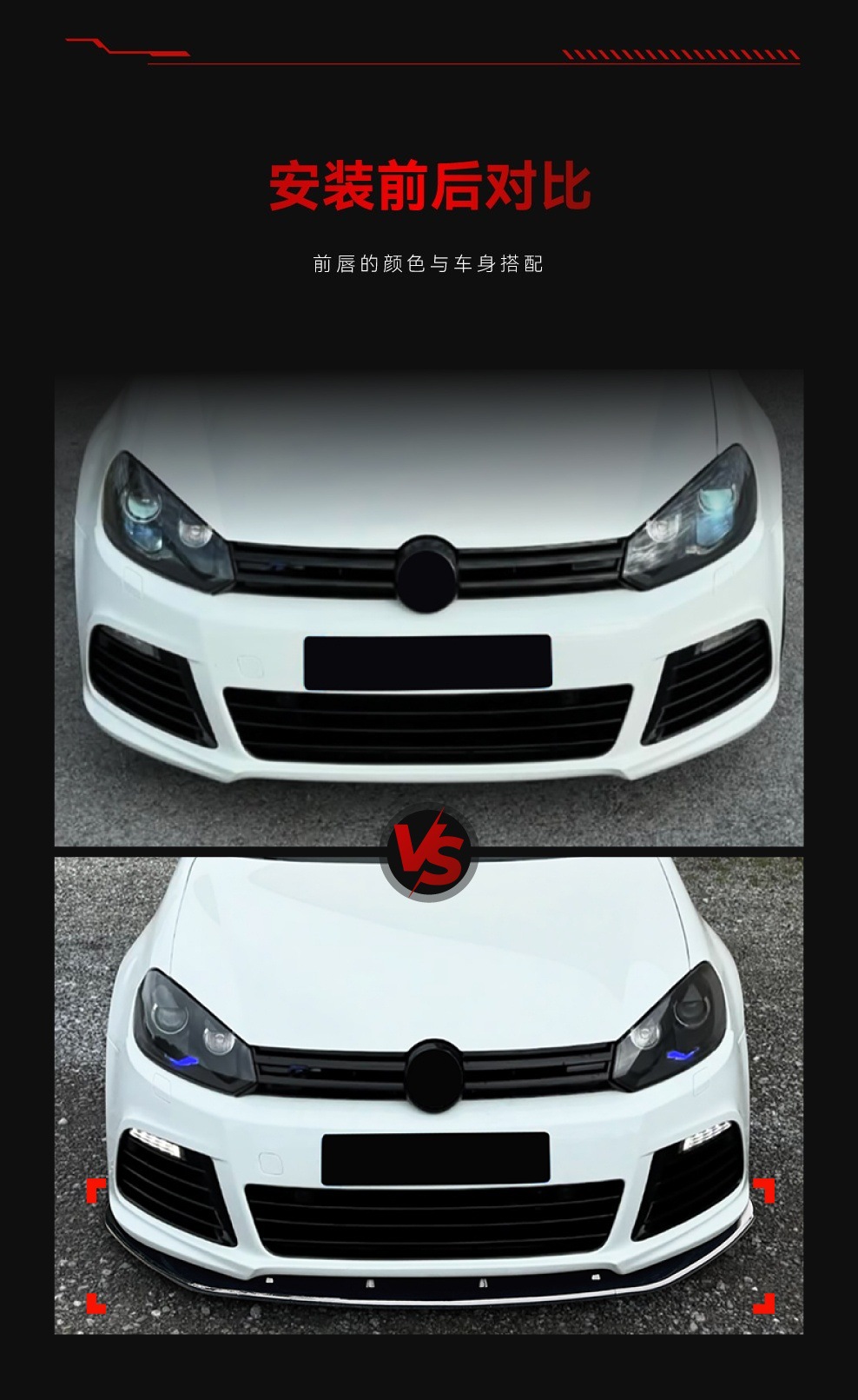Suitable for 2008-2012 Volkswagen Golf 6R High 6R Golf Mk6 R Front Lip Front Shovel Surround Cross-Border Modification