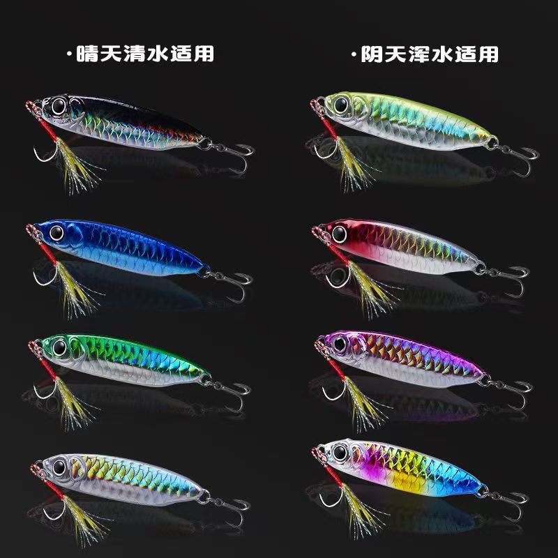 Caída de la placa de hierro de Luya patrón de escala de pescado boca oblicua kaxing nueva pesca capa de agua completa Luya cebo Placa de hierro