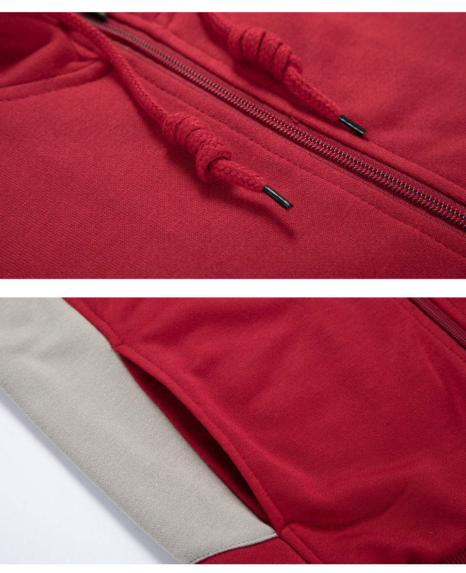 Men's Clothing Long Sleeved Hooded Contrast Color Sports Two Piece Suit_voghion.com