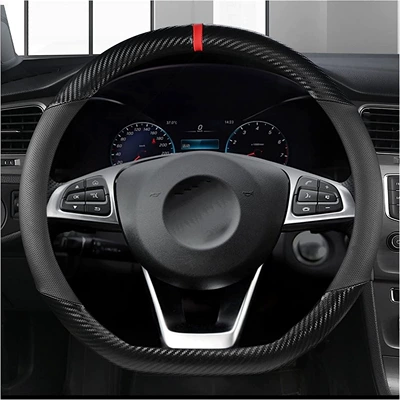 Cover Four-Season Universal Car Protective — Steering wheel cover - spliced-carbon-fiber-all-black-d-type-38cm