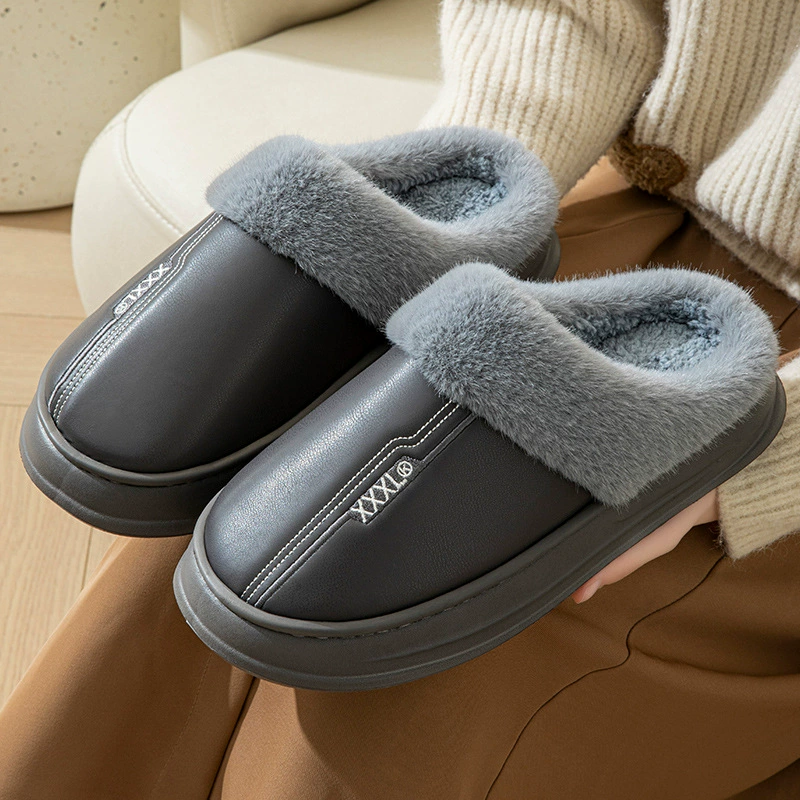 Winter extra large polyurethane non-slip keep warm slippers platform, plus size