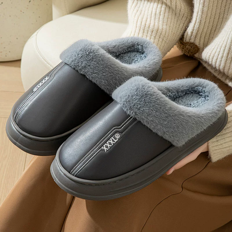 Winter extra large polyurethane non-slip keep warm slippers platform, plus size