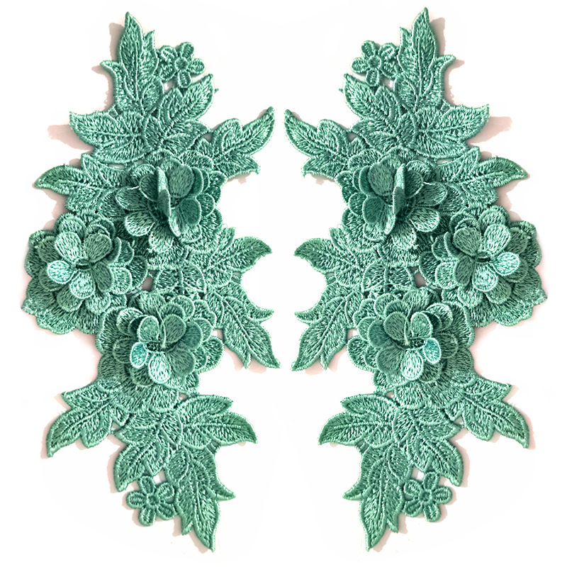 Polyester Lace Embroidery Symmetrical Lace Fabric Patch Heavy-Duty Applique Three-Dimensional Floral DIY Lace Accessories Embroidery Accessories