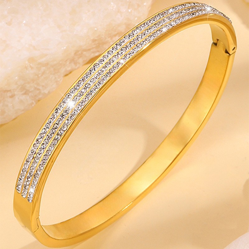 【122】SZ13-1 gold three-row diamond bracelet
