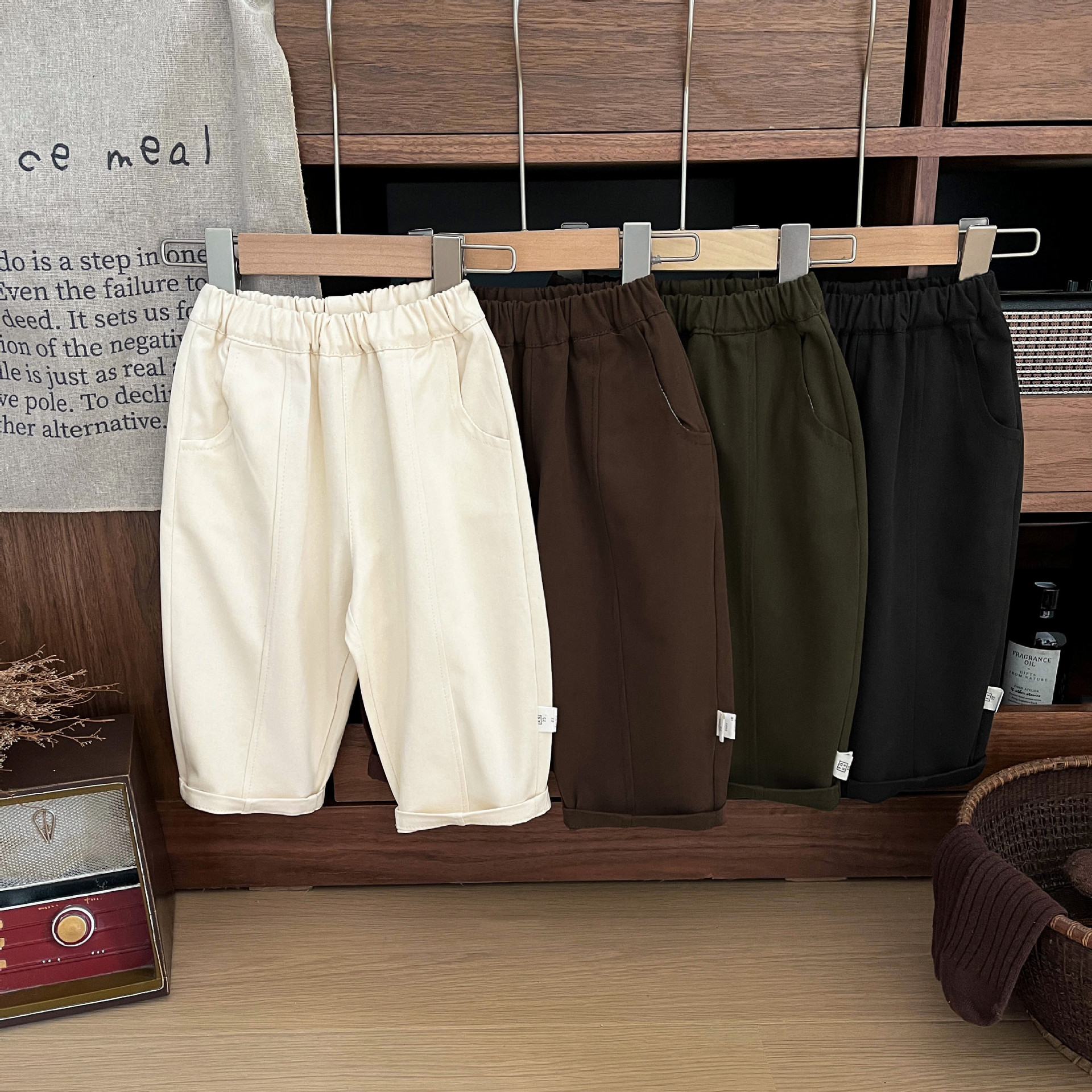 Simple Retro Korean Style Children's Thin Casual Pants Boys and Girls Solid Color Machete Pants Baby's All-match Pants Autumn