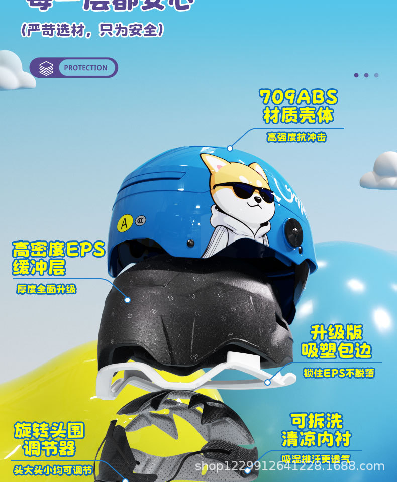 Mustang 3C Certified Kidsren's Helmet for Boys and Girls in Summer and All Seasons, Cute Kidsren's Electric Motorcycle Helmet