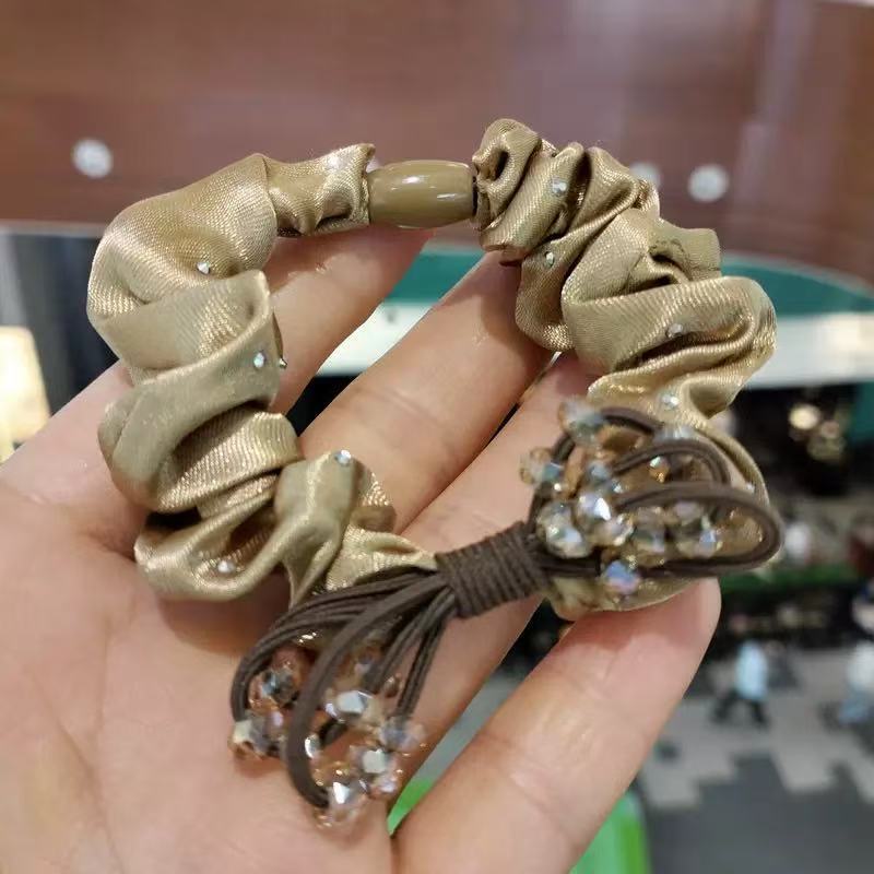 韩国发圈水晶蝴蝶结发绳大肠圈春天色咖色气质橡皮筋甜美简约发饰|undefined