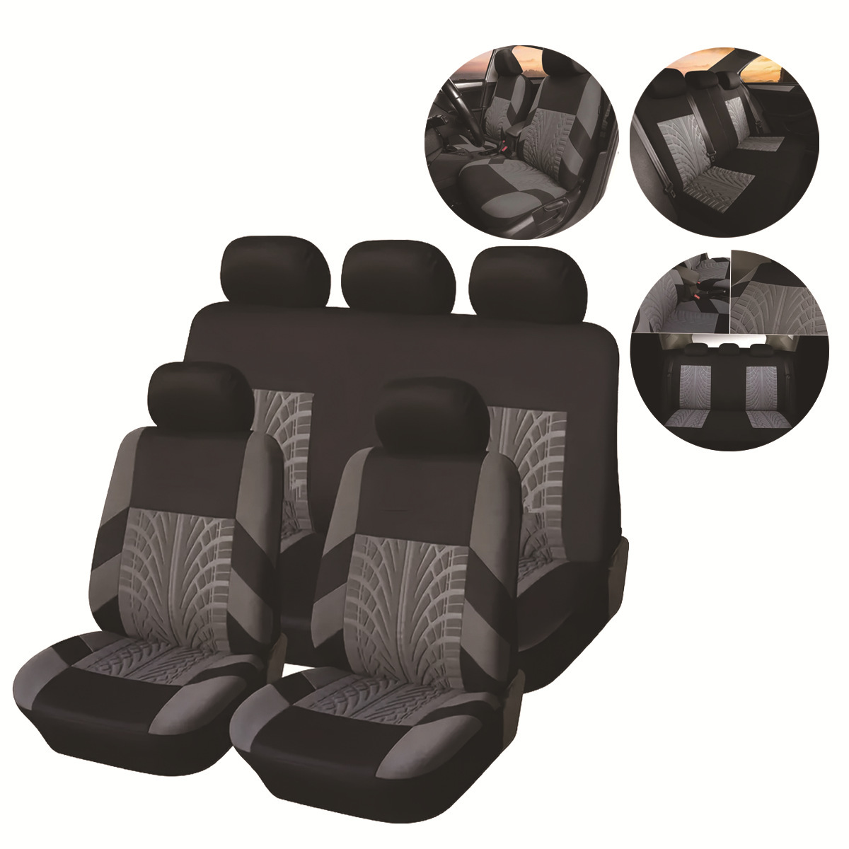 Simple cubierta de asiento universal prensado cubierta de asiento de tela marca de flores cuatro estaciones cojín de asiento de automóvil general de cinco asientos 9 piezas