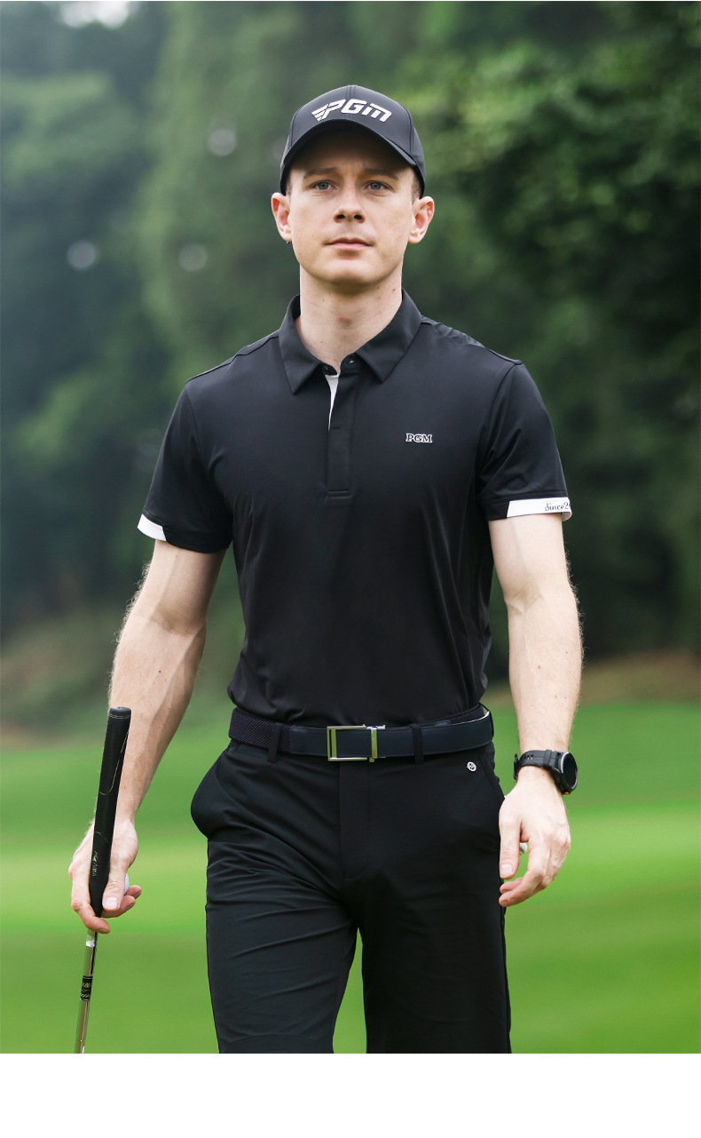 Áo thun golf nam ngắn tay PGM hút ẩm nhanh khô — YF587-màu trắng, YF587-Màu đen, YF587-màu đỏ chi tiết 11