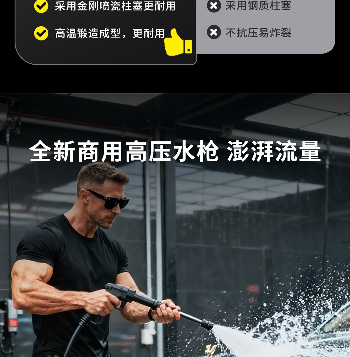 Black Cat Ching 220V New High-Pressure Washer for Home Car Washing, Powerful Floor Cleaning, Commercial Car Washer