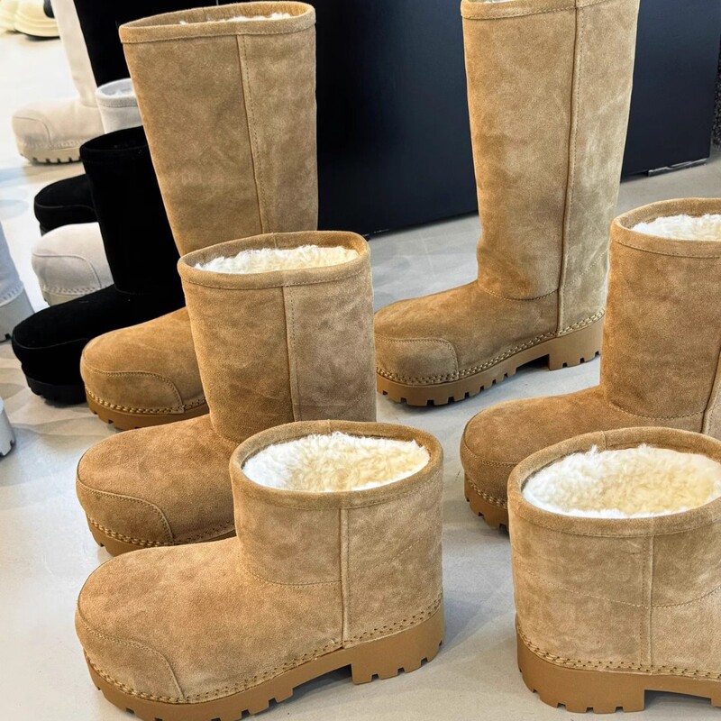 2025 New Autumn and Winter Velvet Thickeneded Warm Snow Cotton Boots Casual Versatile Plush Plush One-Leg Women's Cotton Shoes