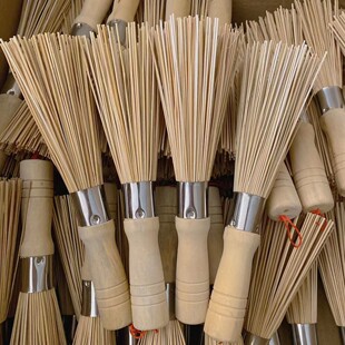 Natural bamboo brush old-fashioned dish brush pot brush steel ring bamboo stick brush pot brush kitchen brush bowl household cleaning brush Bamboo Broom