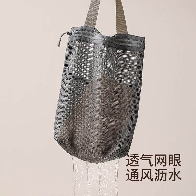 新しいシンプルな洗面用具バッグ、メッシュ素材のハンドバッグ、女性用化粧品バッグ、入浴、フィットネス、旅行用、携帯に便利、通気性と排水性に優れた収納バッグ|undefined