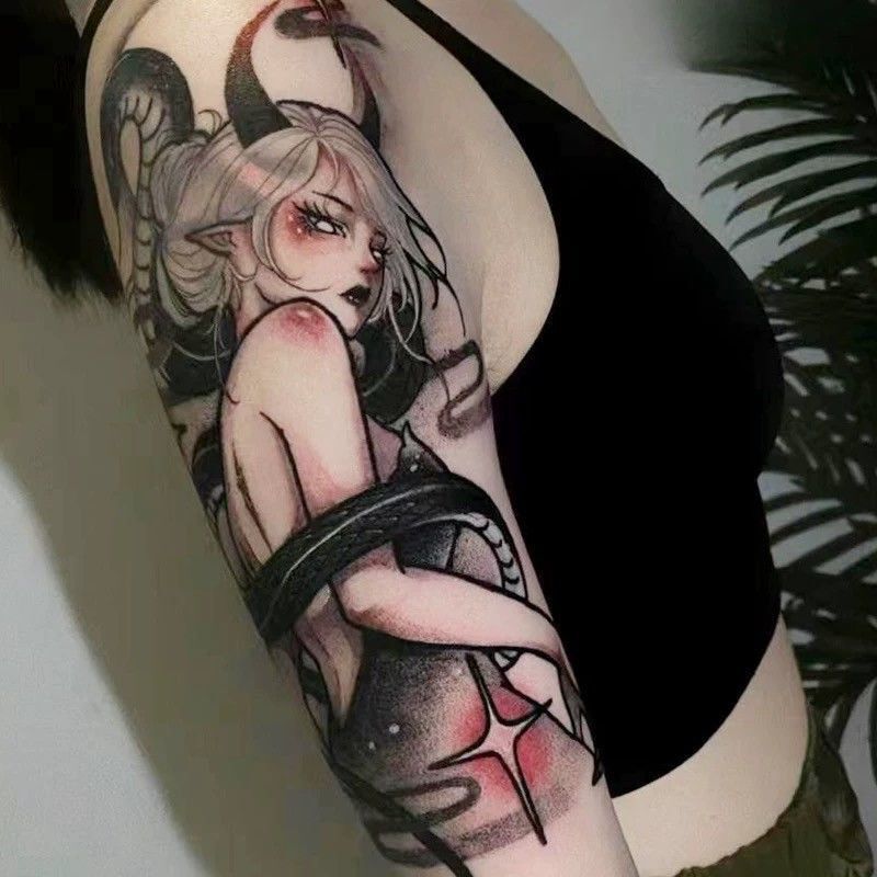 Snake Women Medusa Herbal Juice Tattoo Sticker Women's Waterproof Long-lasting Back Abdominal Legs Snake Women Medusa Herbal Juice Tattoo Sticker Women's Waterproof Long-lasting Back Abdominal Legs