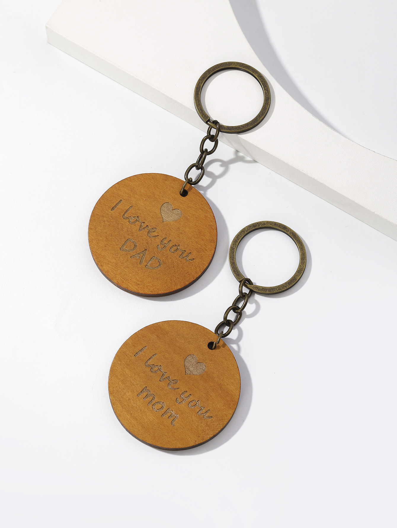Simple Style Geometric Letter Wood Mother'S Day Father'S Day Unisex Keychain display picture 8