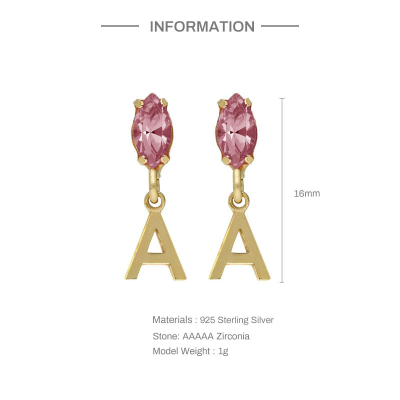 Fashion Letter Sterling Silver Plating Inlay Zircon Drop Earrings 1 Pair display picture 1