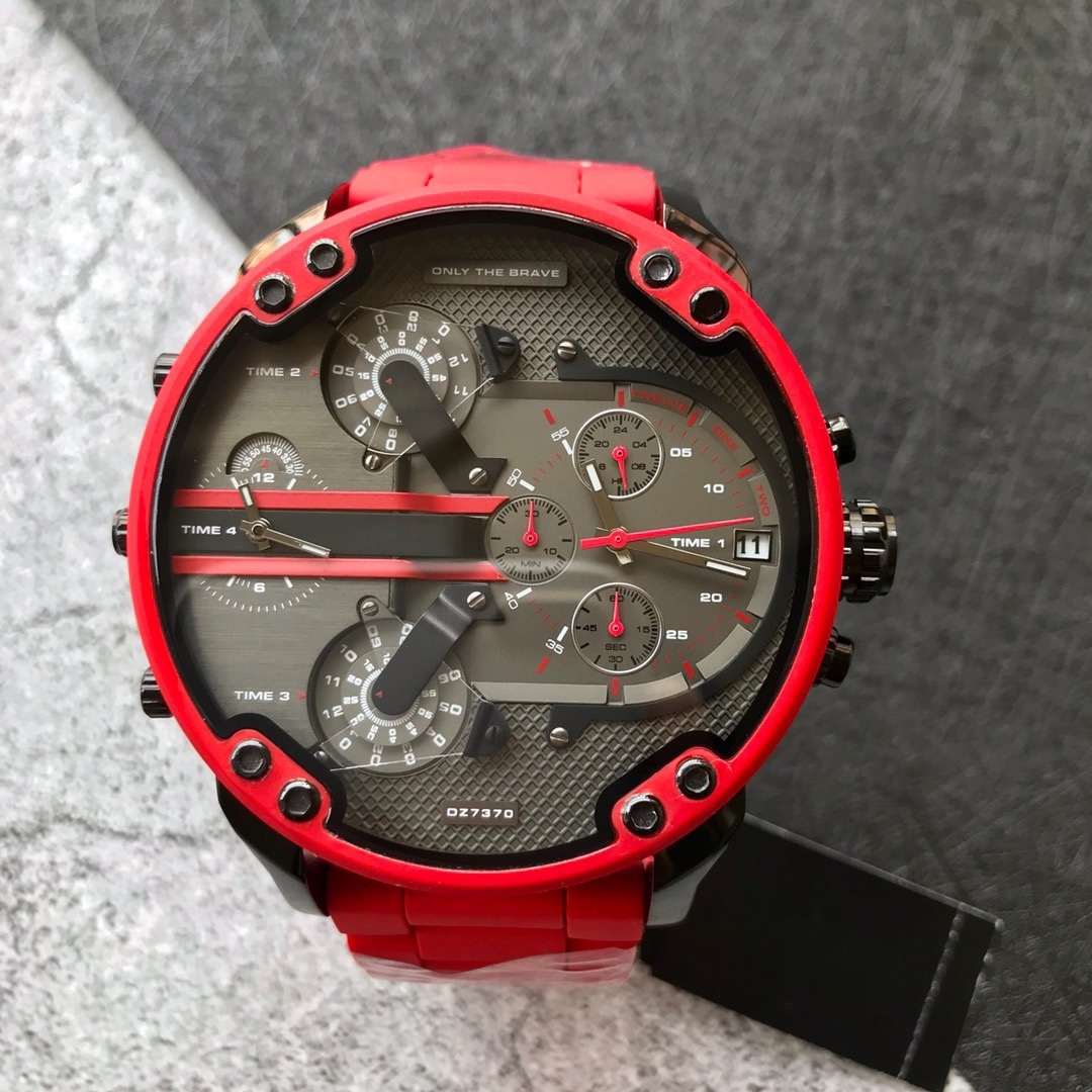 Cross-Border Trade Diceska Large Dial European and American Trendy Men's Blue Light Sports Casual Leather Strap 7257 Wristwatch Men's Watch