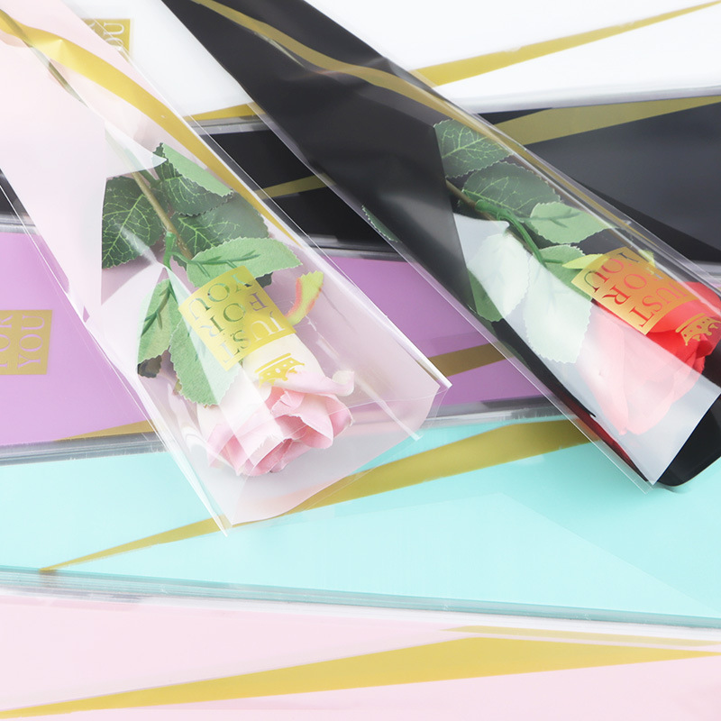 Bolsa triangular para rosa individual, decoración floral para Día del Maestro