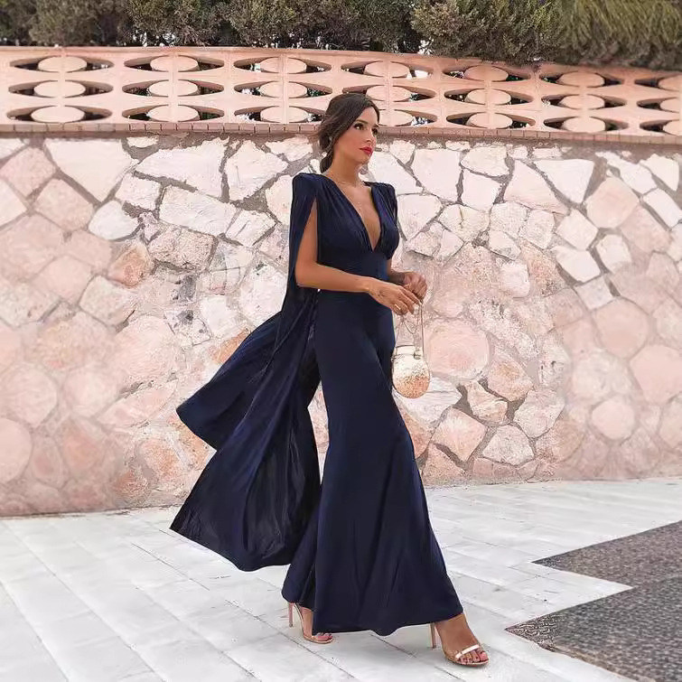 2023 Europa y América primavera y verano Comercio exterior ropa de las nuevas mujeres deseo Amazon sexy Deep V Slim vaina vestido image 3