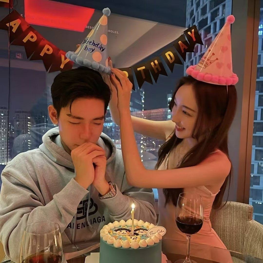 핑크 + 블루 생일 모자