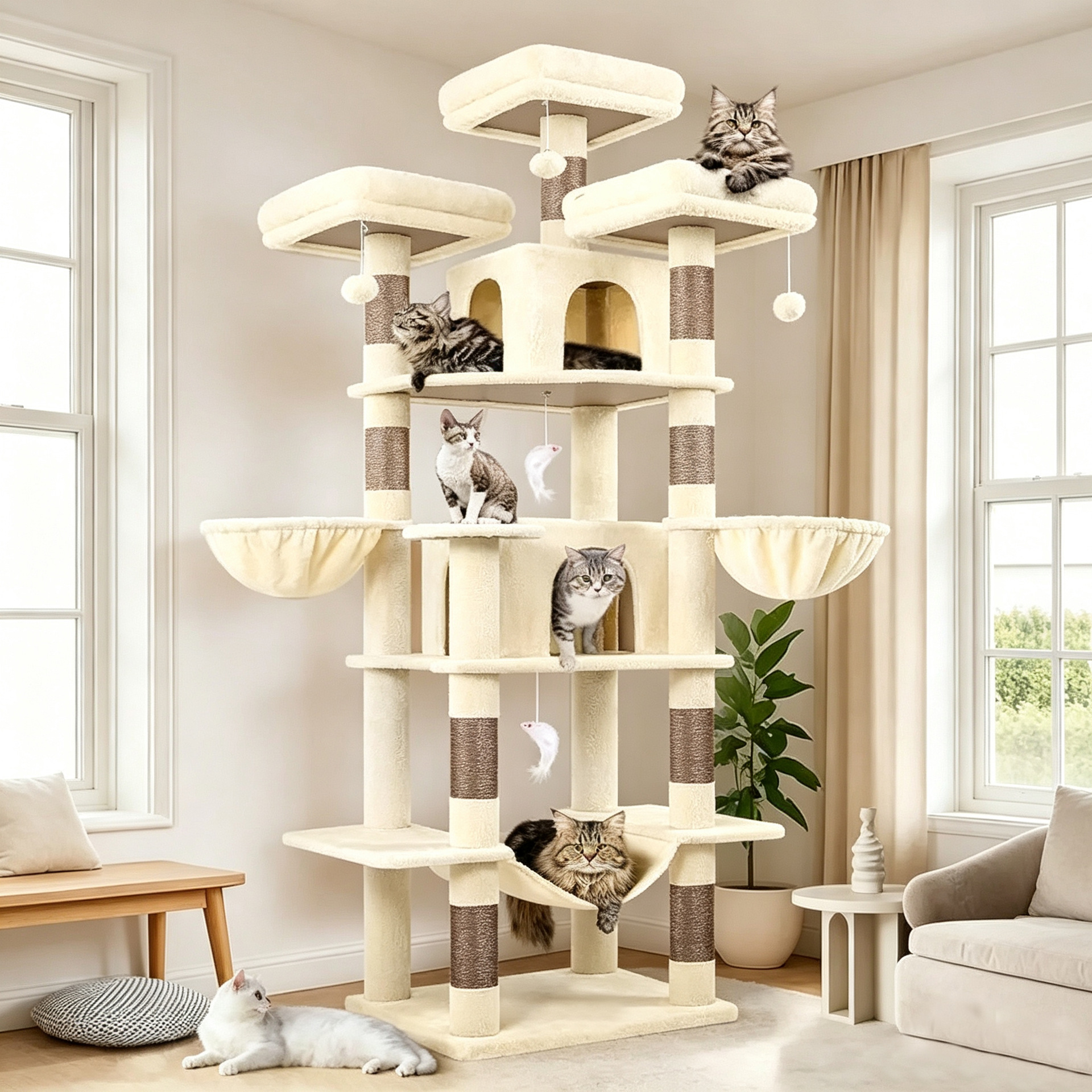 Large foreign trade cat climbing frame, cat house, cat tree, integrated cat shelf, space-saving cat jumping platform, pet supplies wholesale and customization