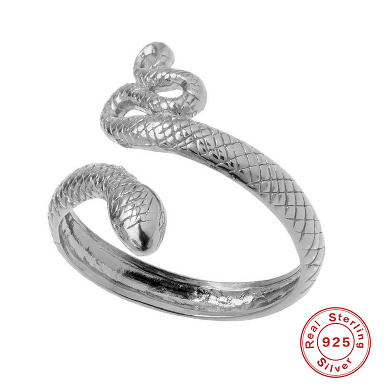 Adjustable Ring Size 925 Sterling Silver Snake Open Rings