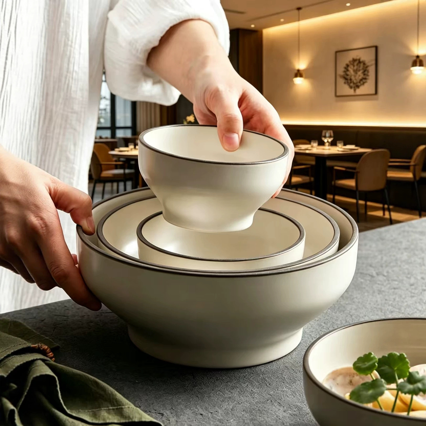 Lu Almacén Hotel vajilla serie MOD tazón de sopa tazón pequeño tazón de fideos plato plano plato de cena plato de sopa taza de agua taza de café