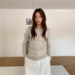 广州十三行2025秋韩高级感圆领软糯亲肤休闲防晒长袖打底衫02739