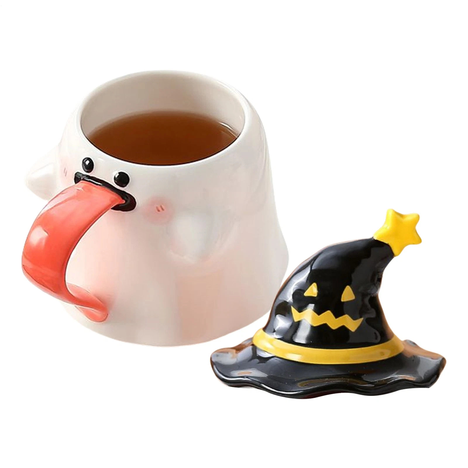 Halloween extraña nariz larga taza de cerámica con sombrero decoración festiva de taza de cerámica Qin Sheng cubiertos de cerámica diarios