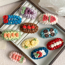 手工钩织毛线发夹精致卡通水果bb夹侧边刘海夹氛围感发夹头饰发饰
